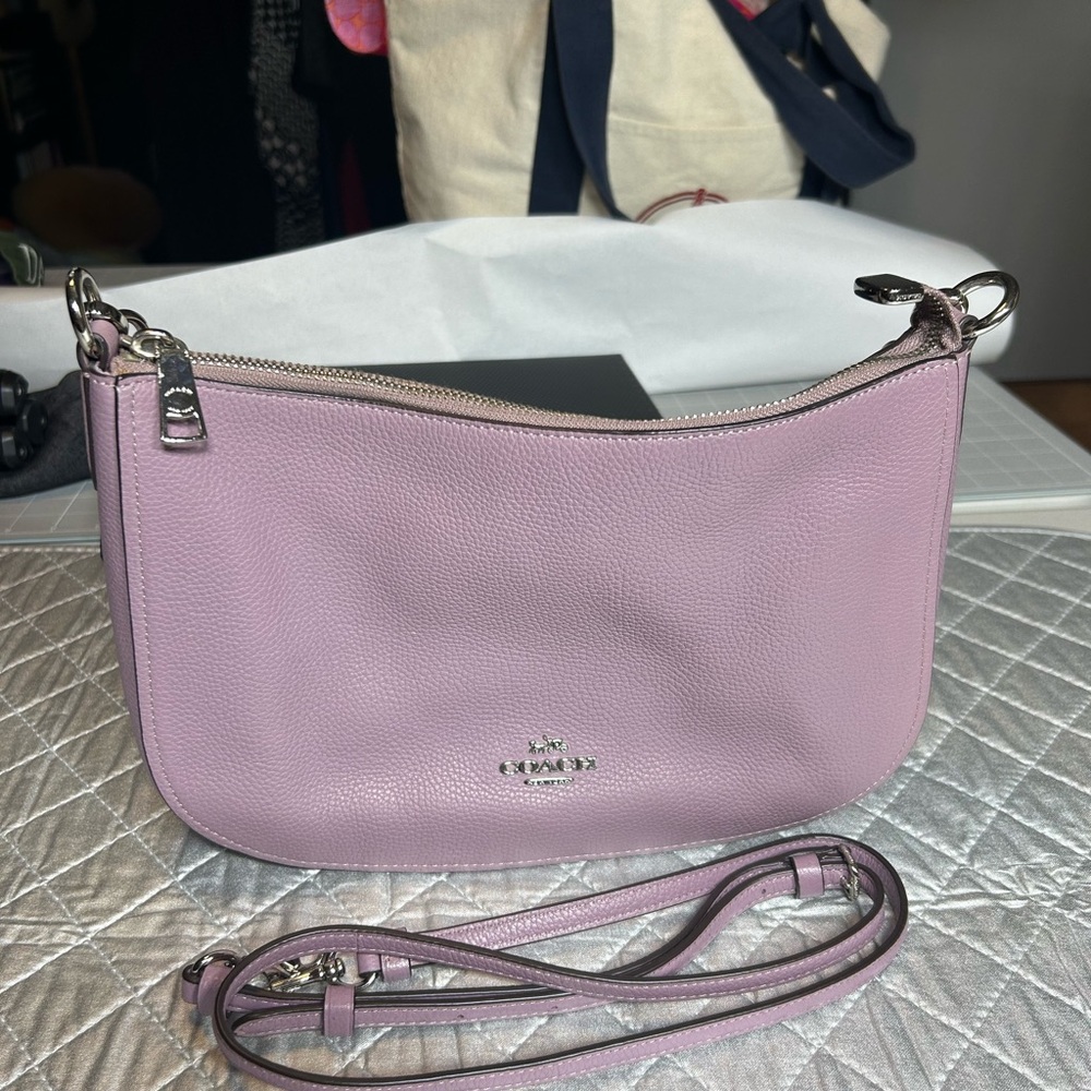 Coach Lilac Purple Pebbled Leather Shoulder Bag - Picture 5 of 10